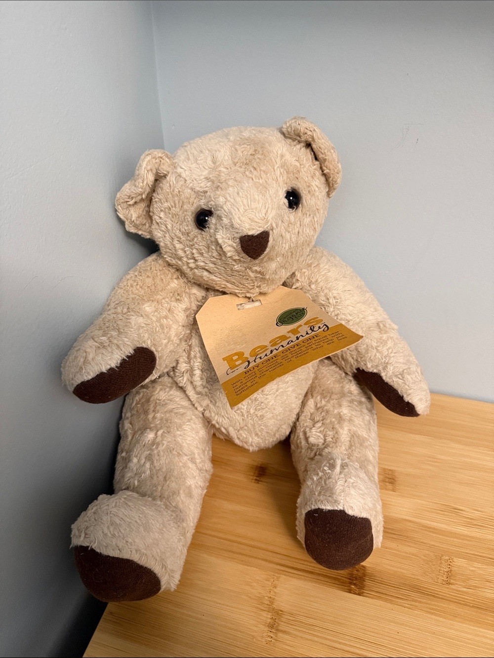 Bears for Humanity Cream Plush Teddy Bear with Brown Accents "Sammie"